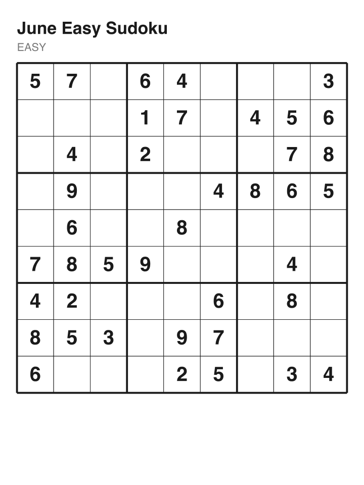 Easy sudoku puzzle, 40 clues