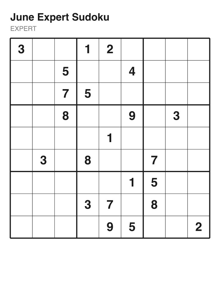 Expert sudoku puzzle, 22 clues