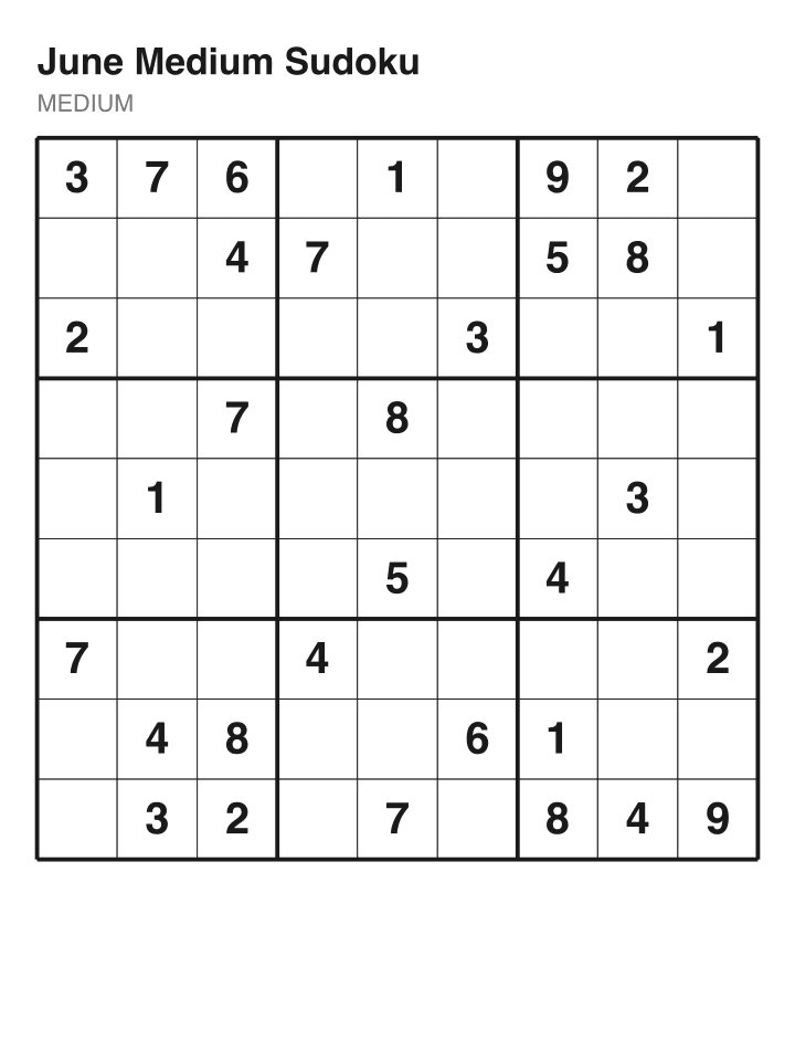 Medium sudoku puzzle, 32 clues