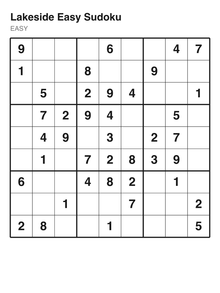 Easy sudoku puzzle, 40 clues