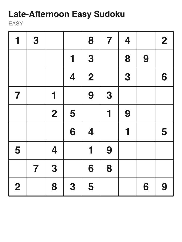 Easy sudoku puzzle, 40 clues