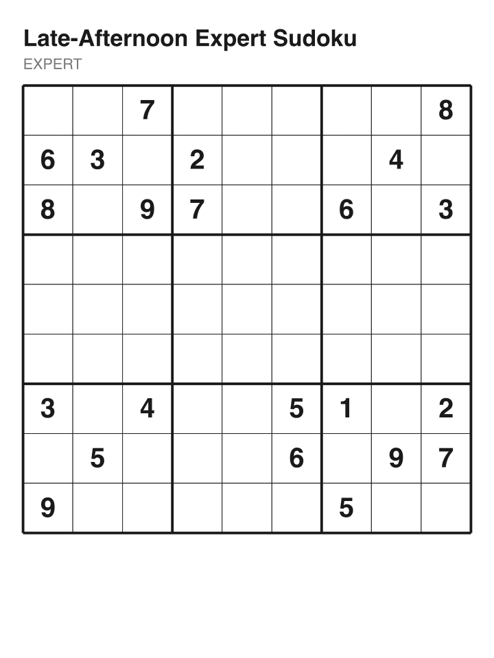 Expert sudoku puzzle, 22 clues