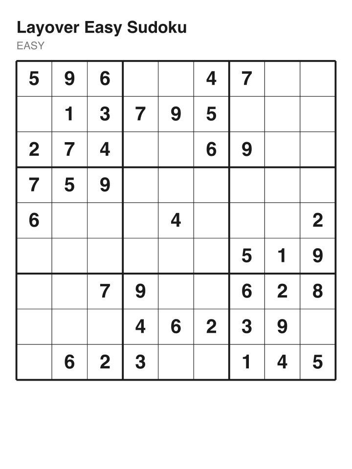 Easy sudoku puzzle, 40 clues
