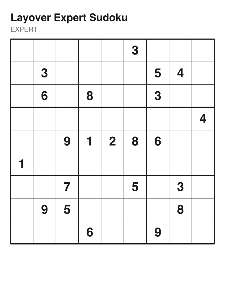 Expert sudoku puzzle, 22 clues