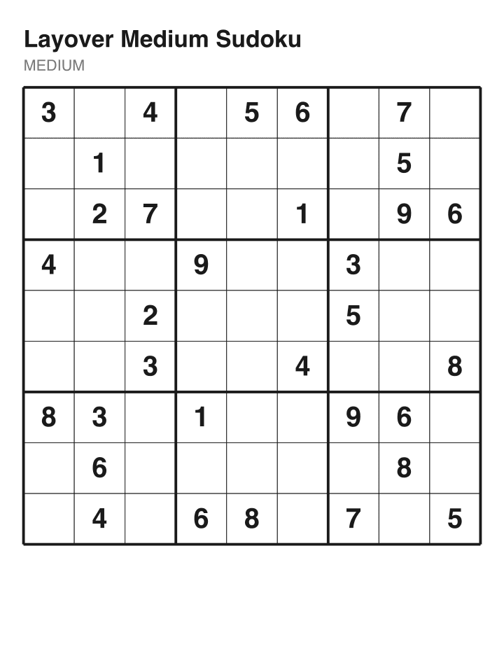 Medium sudoku puzzle, 32 clues