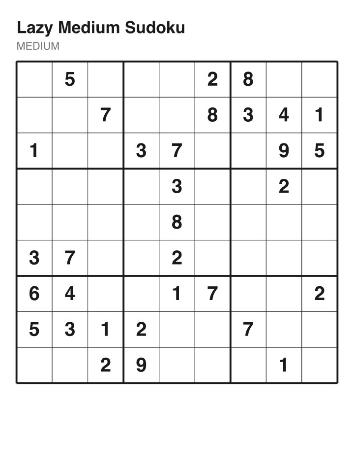 Medium sudoku puzzle, 32 clues