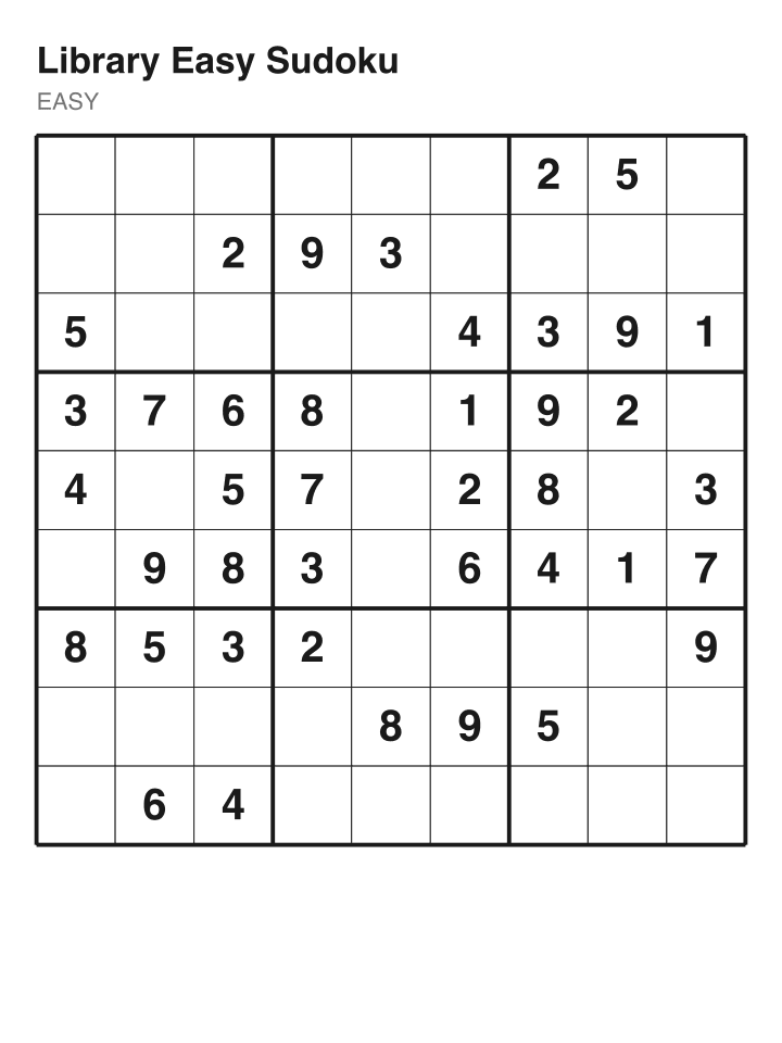 Easy sudoku puzzle, 40 clues