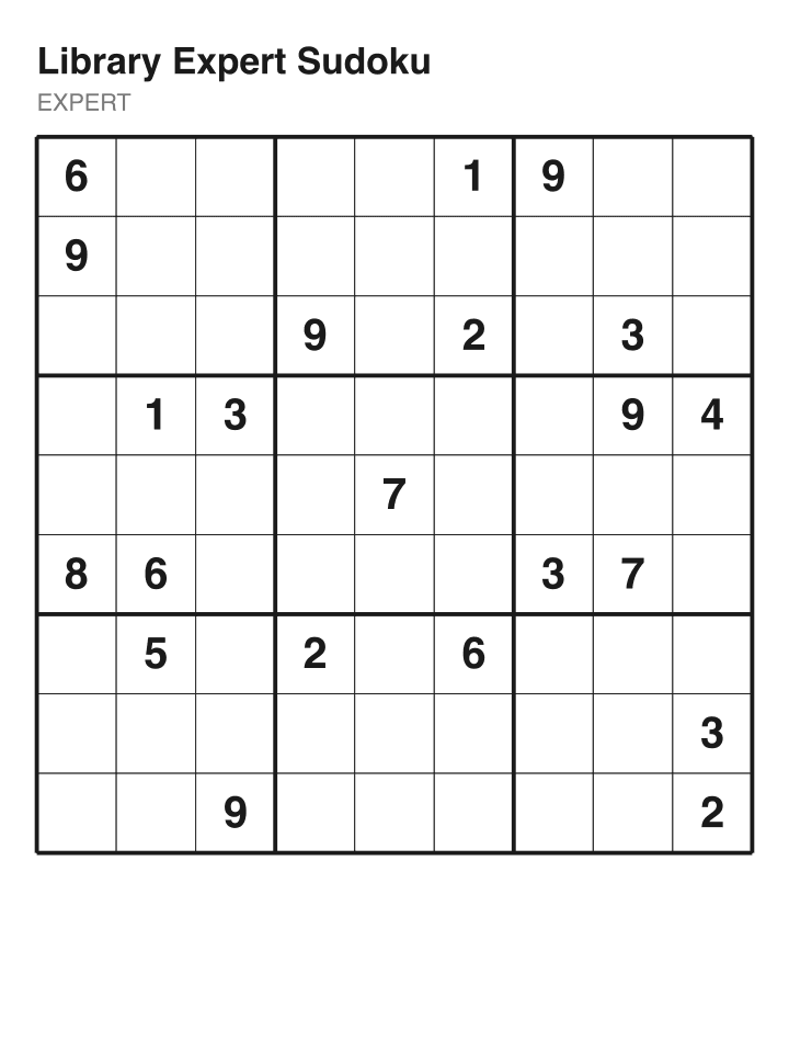 Expert sudoku puzzle, 22 clues