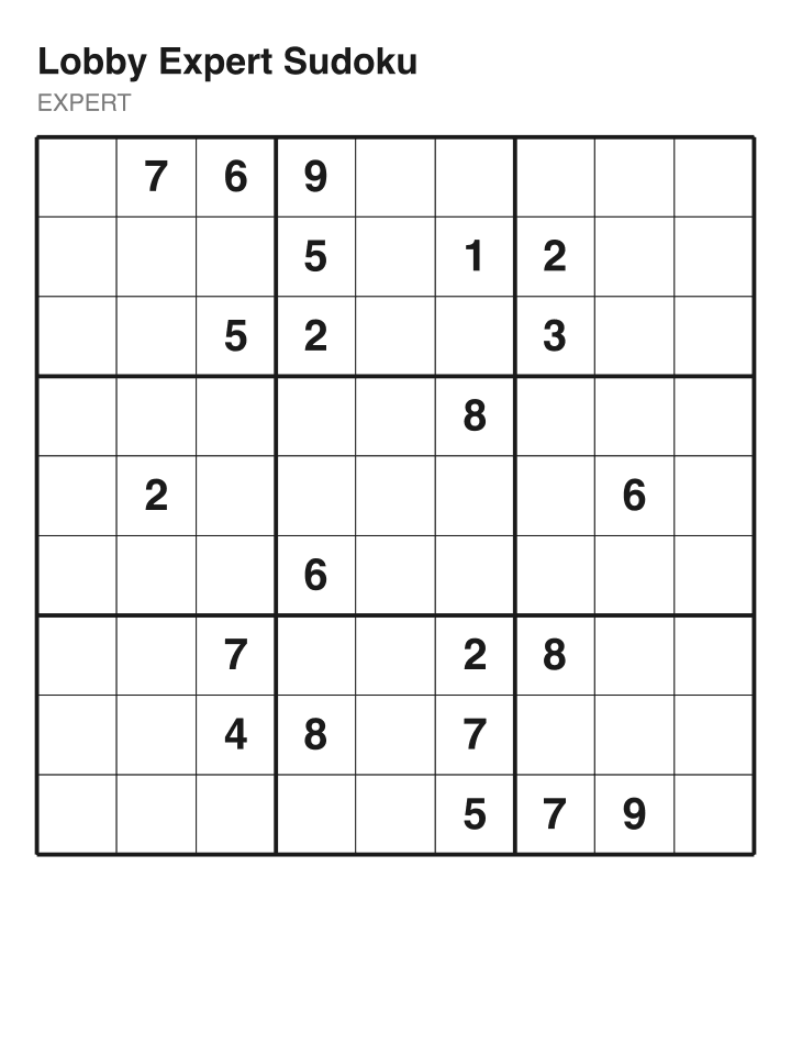 Expert sudoku puzzle, 22 clues
