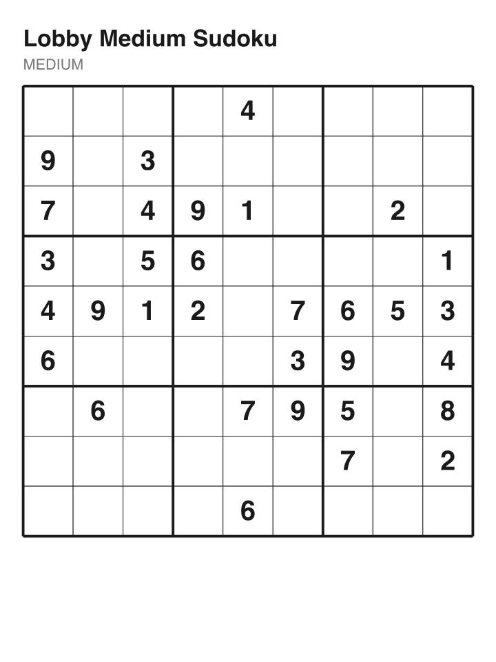 Medium sudoku puzzle, 32 clues