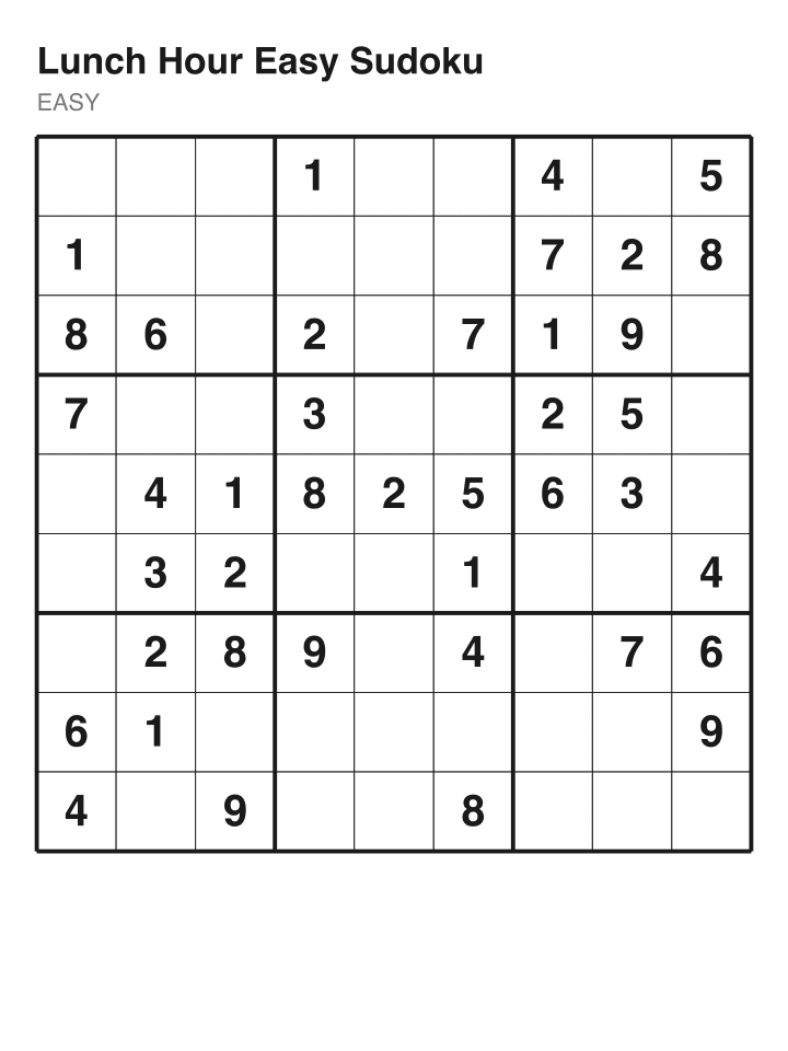 Easy sudoku puzzle, 40 clues