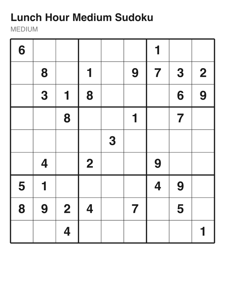Medium sudoku puzzle, 32 clues