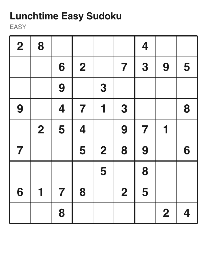Easy sudoku puzzle, 40 clues