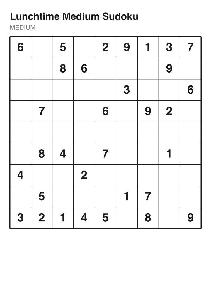 Medium sudoku puzzle, 32 clues