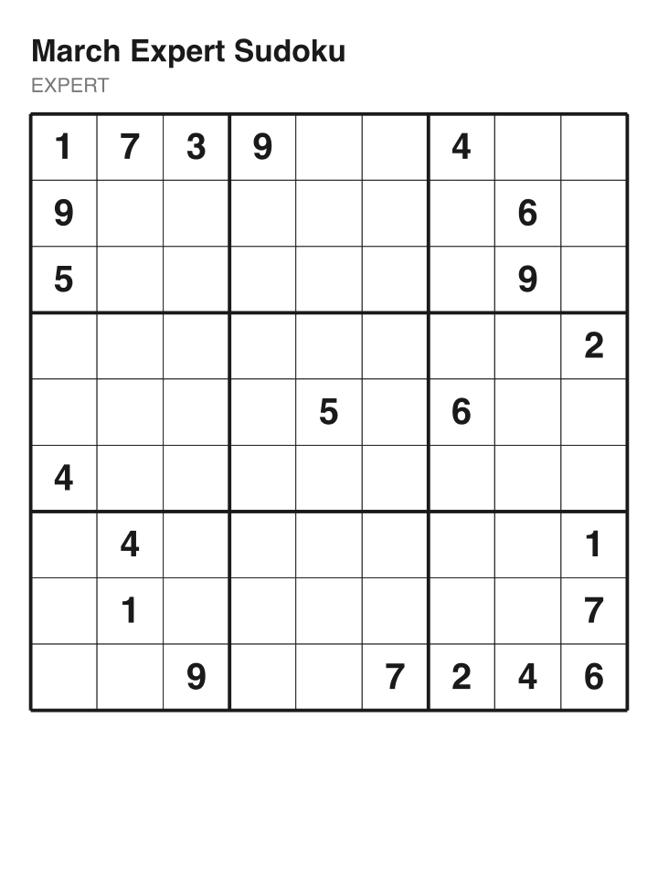 Expert sudoku puzzle, 22 clues