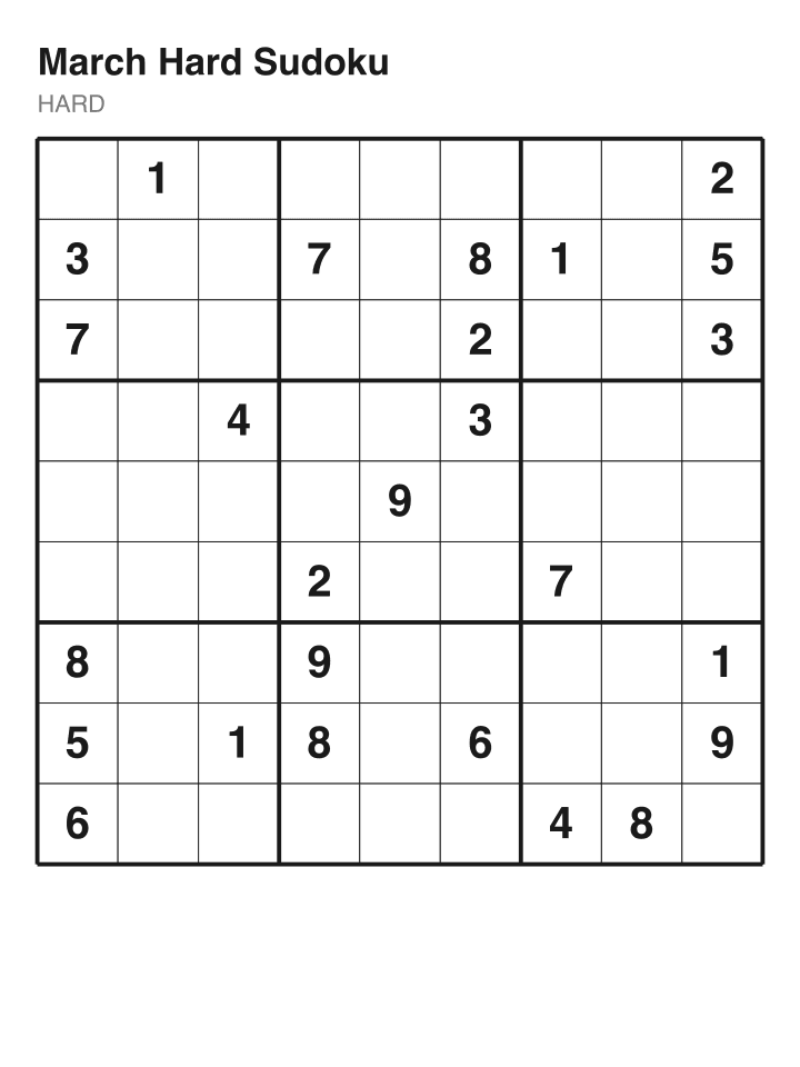 Hard sudoku puzzle, 26 clues
