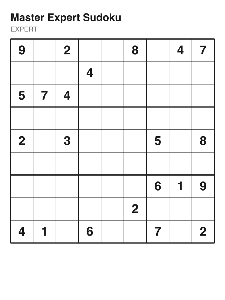 Expert sudoku puzzle, 22 clues