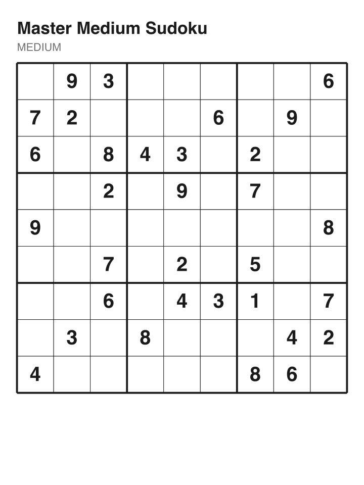 Medium sudoku puzzle, 32 clues