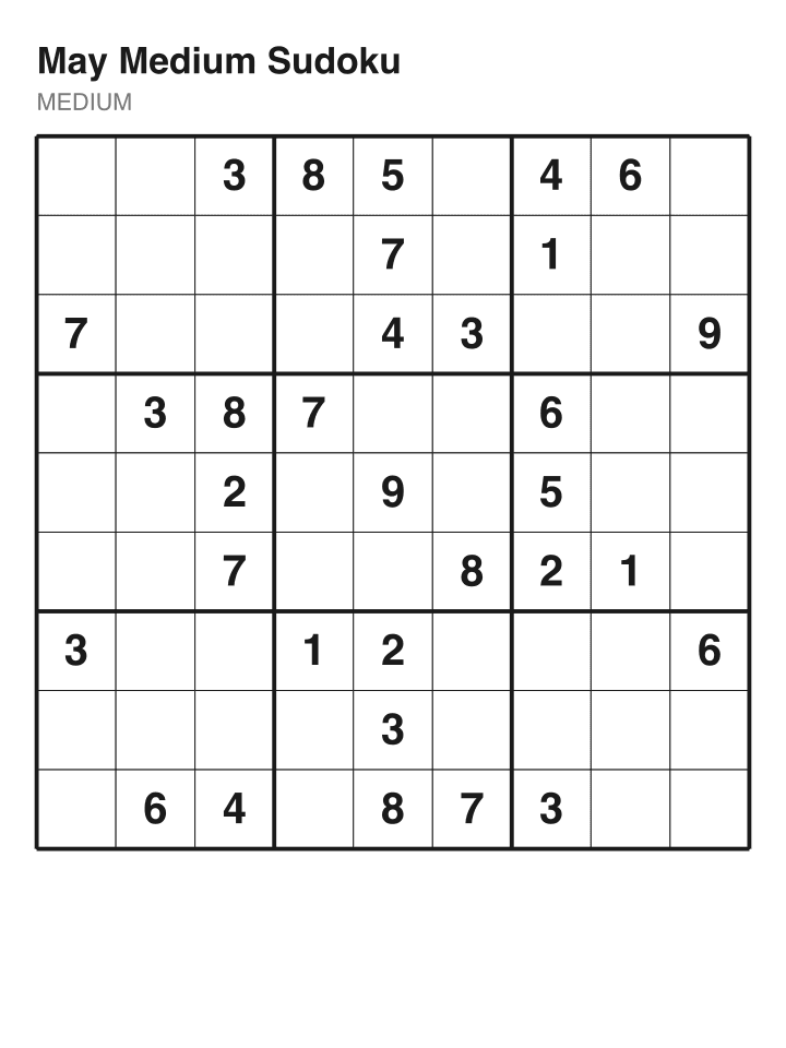 Medium sudoku puzzle, 32 clues