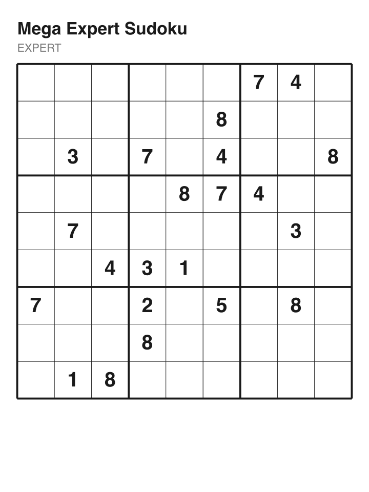 Expert sudoku puzzle, 22 clues