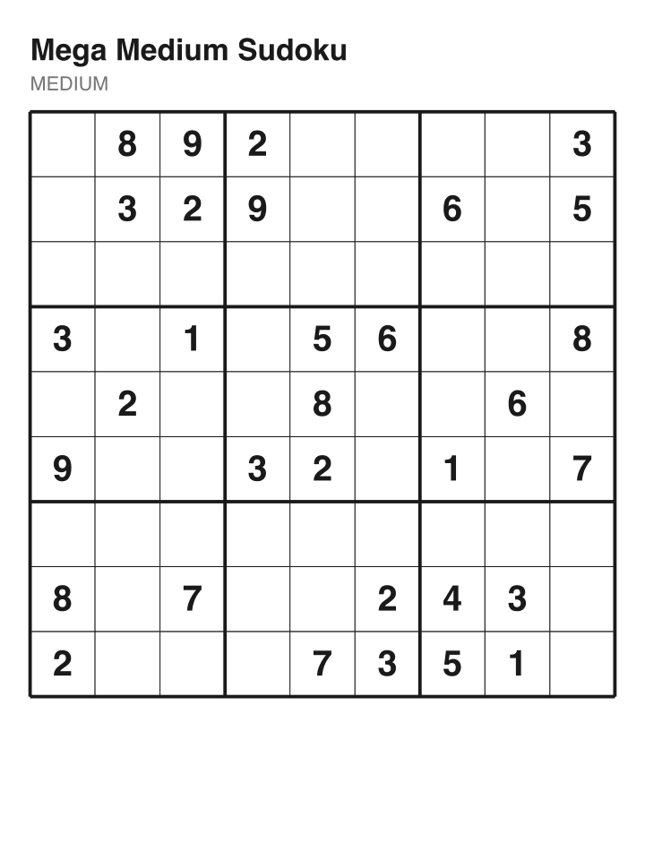 Medium sudoku puzzle, 32 clues