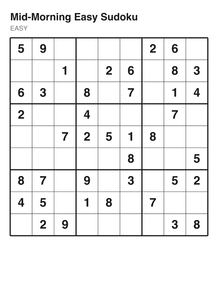 Easy sudoku puzzle, 40 clues