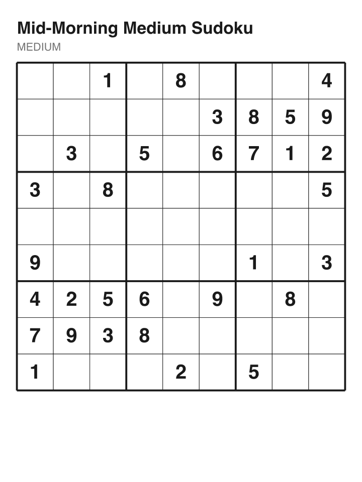 Medium sudoku puzzle, 32 clues