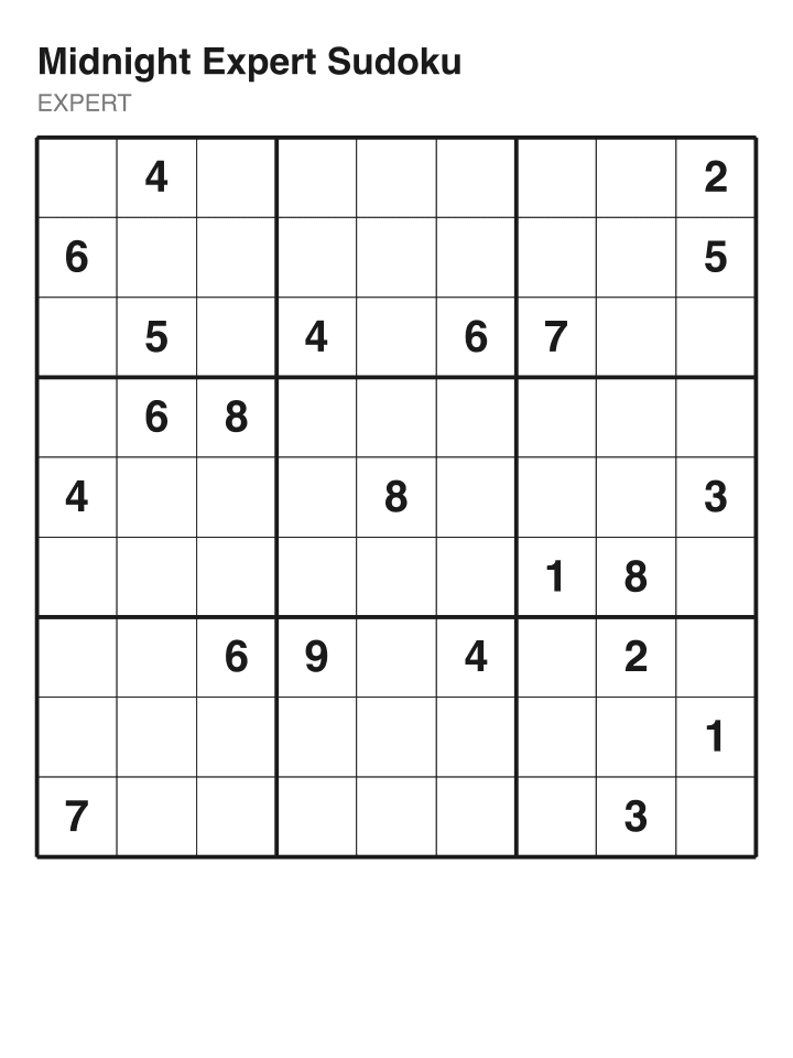 Expert sudoku puzzle, 22 clues