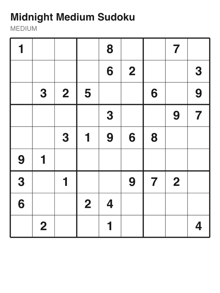 Medium sudoku puzzle, 32 clues