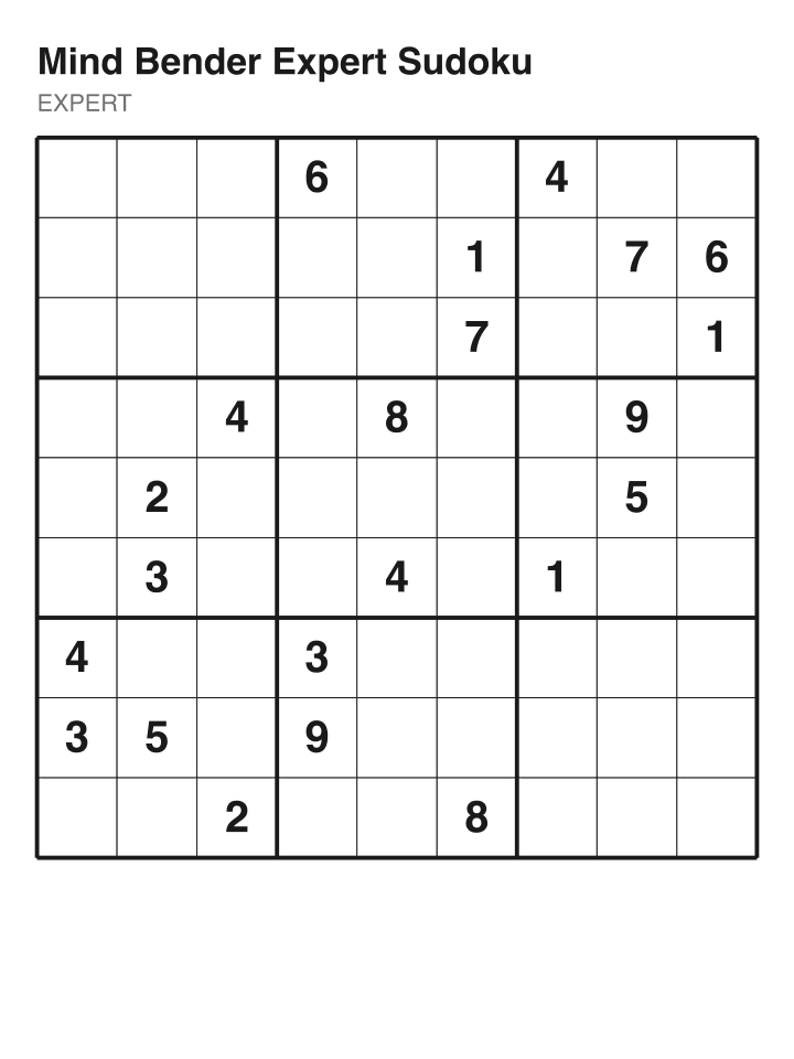 Expert sudoku puzzle, 22 clues