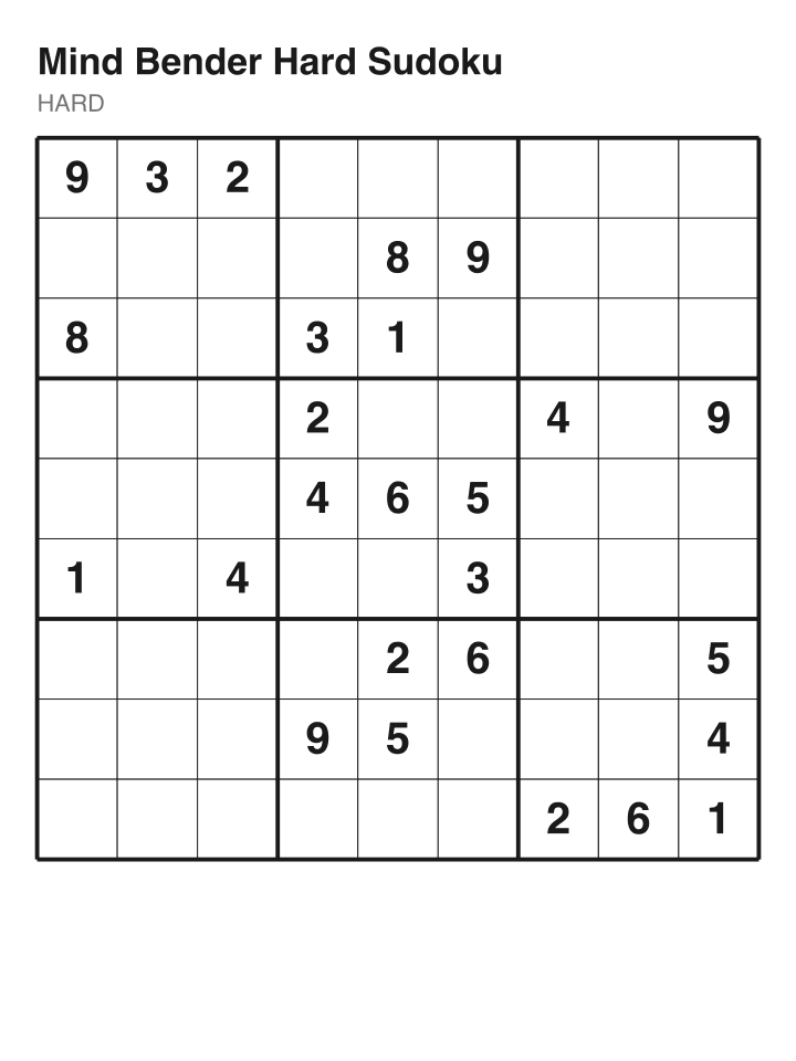 Hard sudoku puzzle, 26 clues