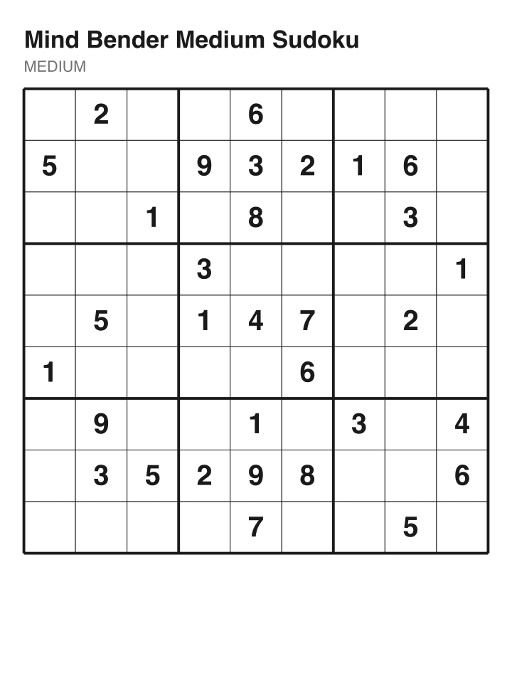 Medium sudoku puzzle, 32 clues