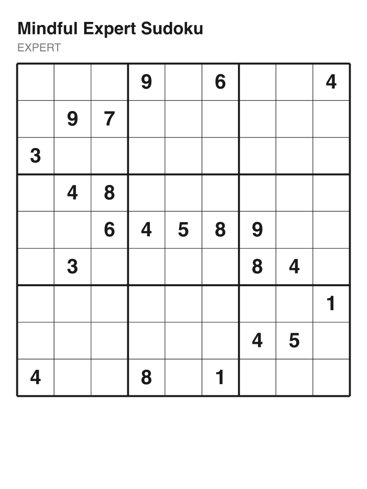 Expert sudoku puzzle, 22 clues