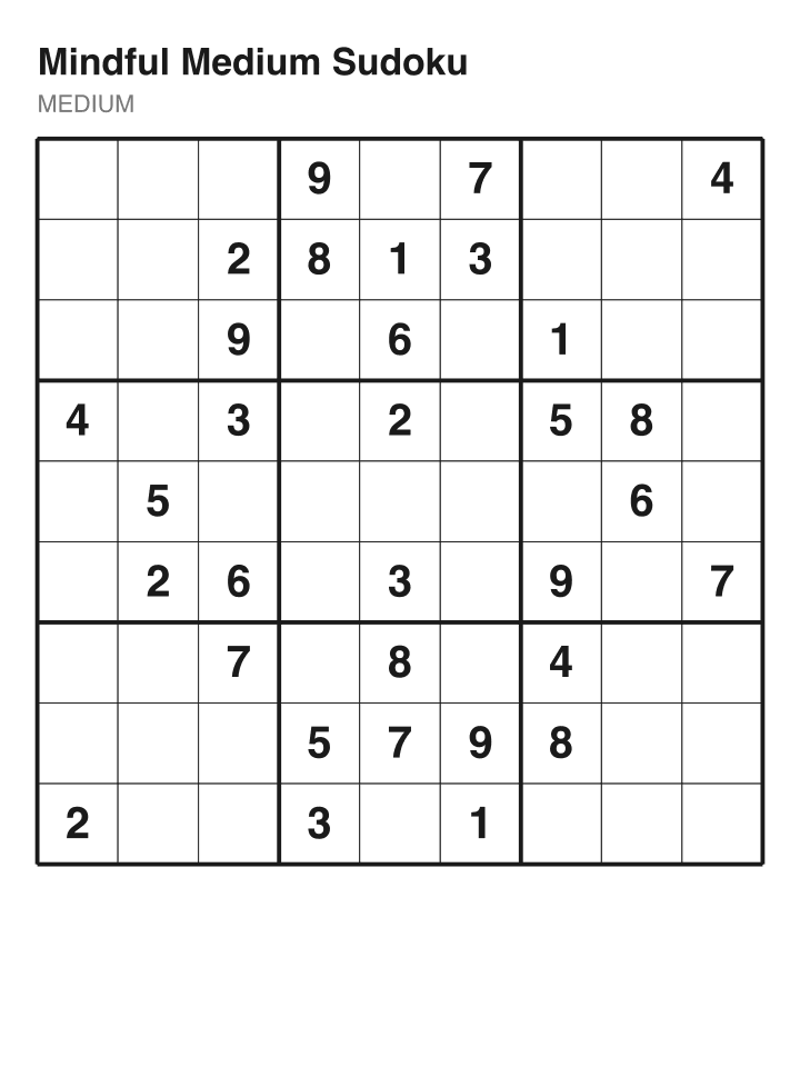 Medium sudoku puzzle, 32 clues