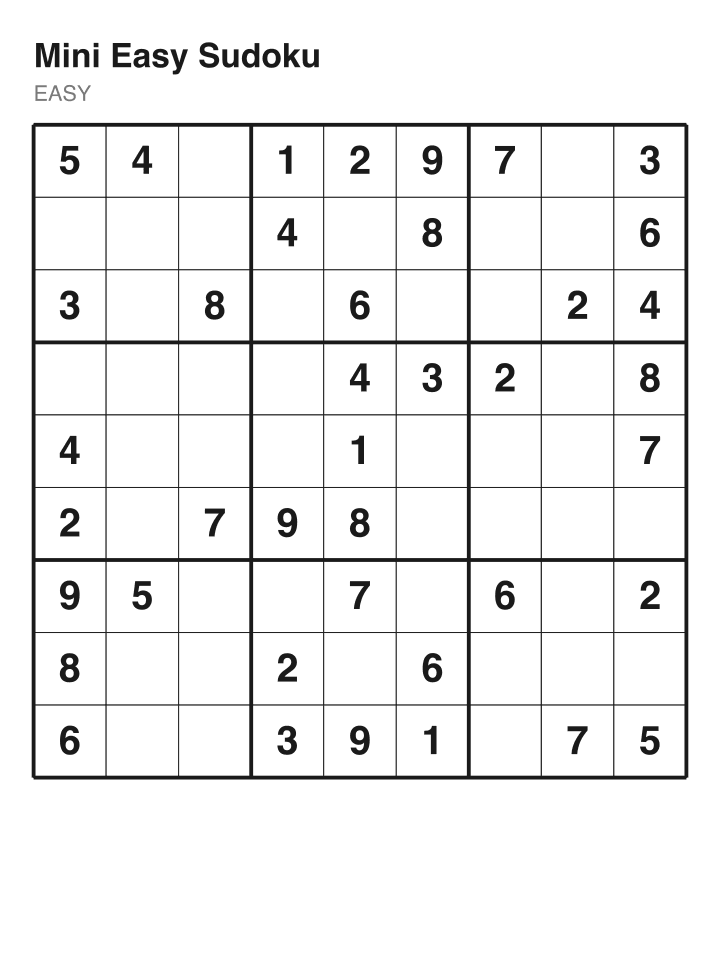 Easy sudoku puzzle, 40 clues