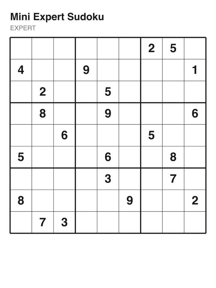 Expert sudoku puzzle, 22 clues