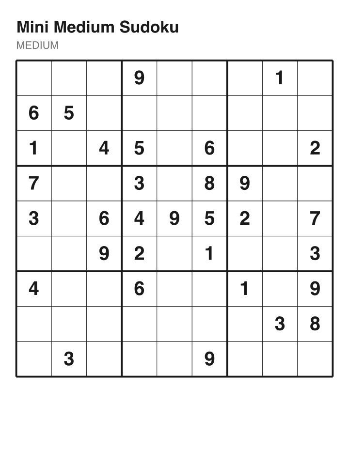 Medium sudoku puzzle, 32 clues
