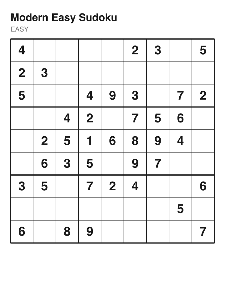 Easy sudoku puzzle, 40 clues