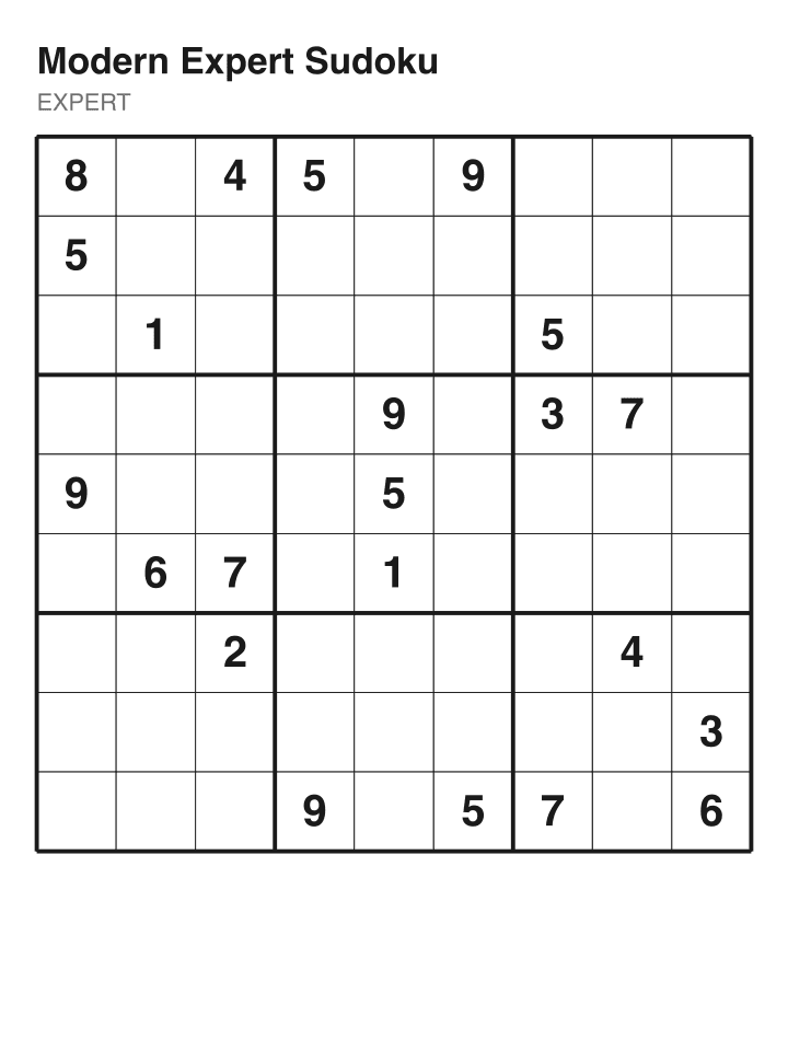 Expert sudoku puzzle, 22 clues