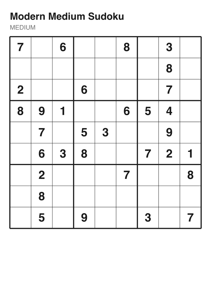 Medium sudoku puzzle, 32 clues