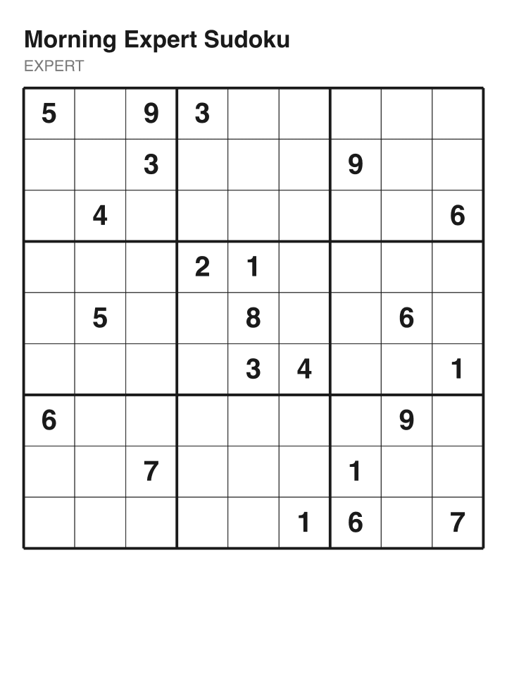 Expert sudoku puzzle, 22 clues
