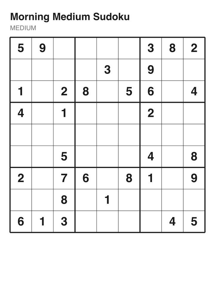 Medium sudoku puzzle, 32 clues