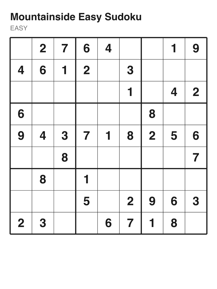 Easy sudoku puzzle, 40 clues