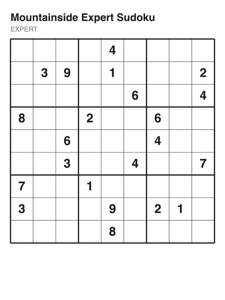 Expert sudoku puzzle, 22 clues