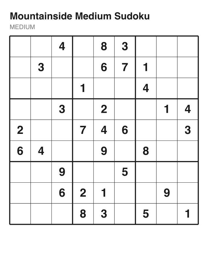 Medium sudoku puzzle, 32 clues