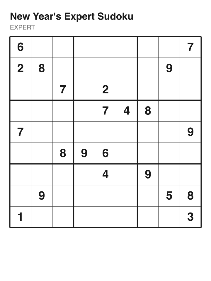 Expert sudoku puzzle, 22 clues