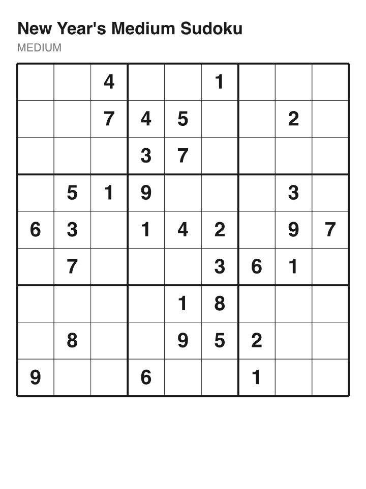 Medium sudoku puzzle, 32 clues