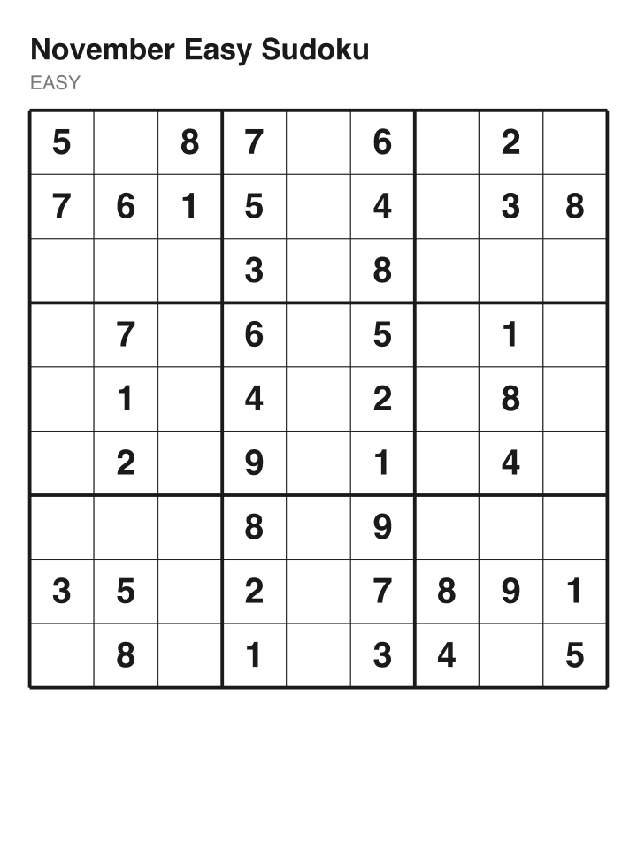 Easy sudoku puzzle, 40 clues