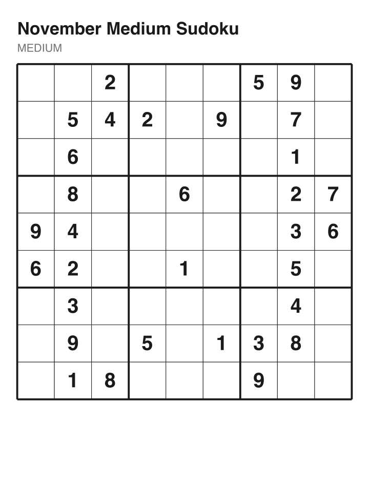 Medium sudoku puzzle, 32 clues