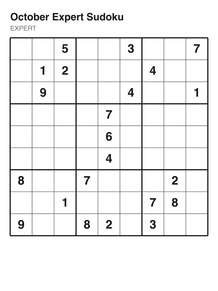 Expert sudoku puzzle, 22 clues